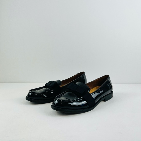Russell & Bromley Shoes - Russell & Bromley Black Patent Leather Bow Classic Slip On Loafers UK 8